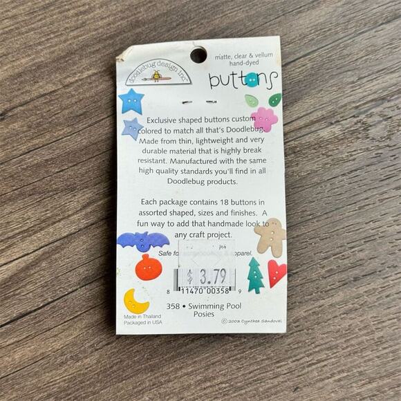 NEW Vintage Y2K Doodlebug Design Inc Flower Buttons Swimming Pool Posies 18 Pc - Picture 5 of 5